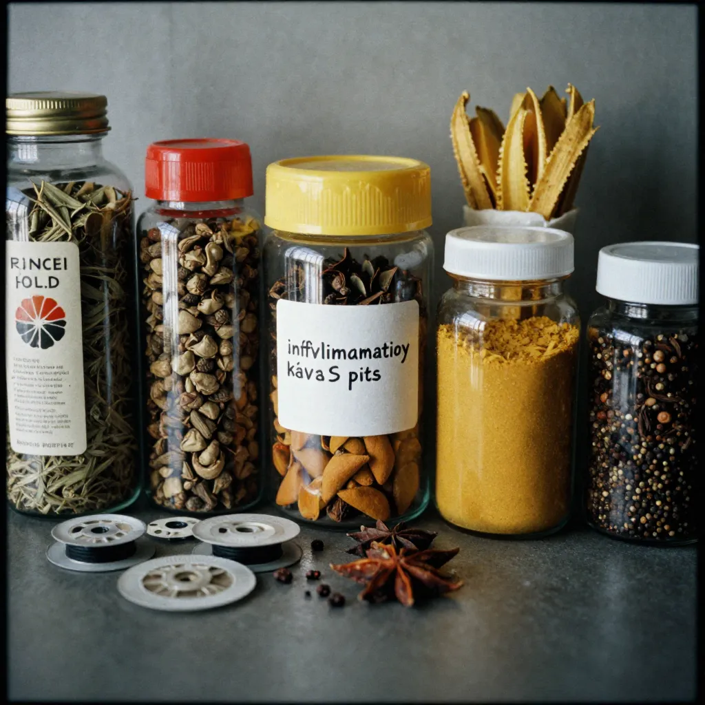 Collection of anti-inflammatory spices displayed beautifully